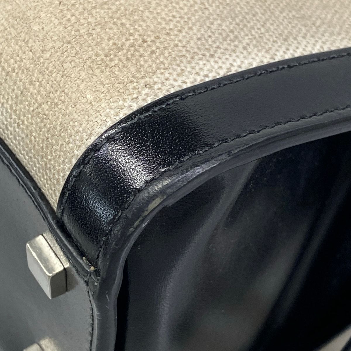 Saint Laurent Paris Handbag Light Gray Black Leather — view 6