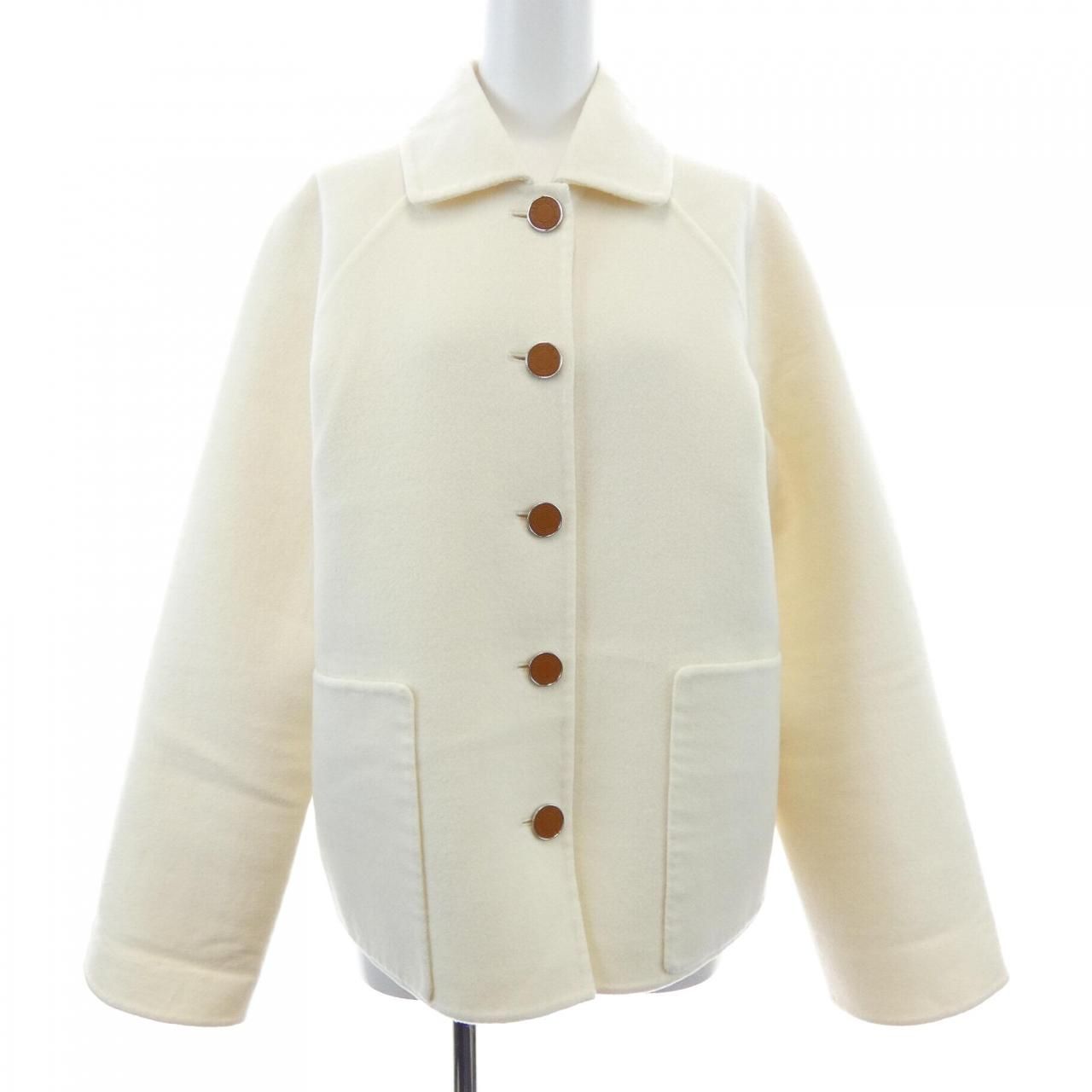 Hermes Double Face Clou de Selle Lambskin Button Coat