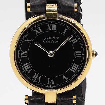 Cartier Must Vendome Vermeil Quartz Black Dial Watch