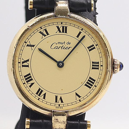 Cartier Bonded Must Vendome Vermeil Quartz Ivory Dial Watch