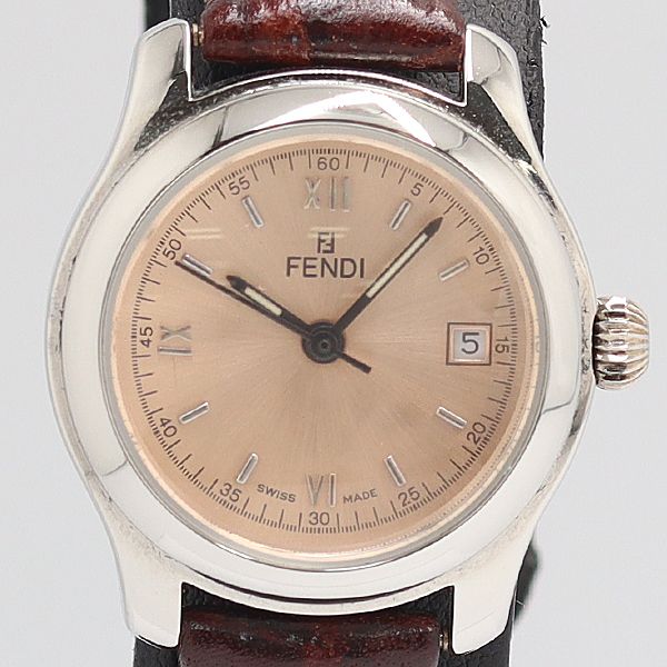Fendi Quartz Date Pink Gold Dial Watch