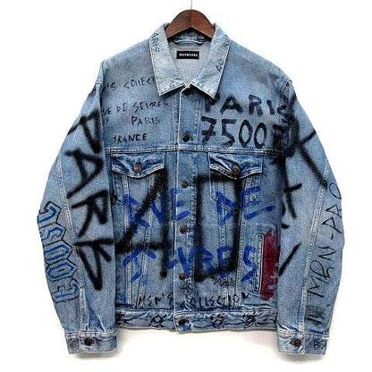 Balenciaga Graphic Denim Jacket Blue 46