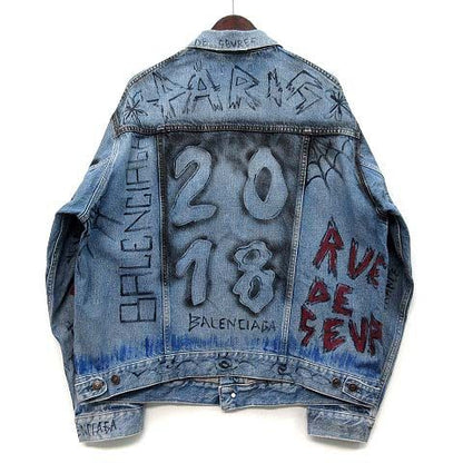 Balenciaga Graphic Denim Jacket Blue 46 — view 2