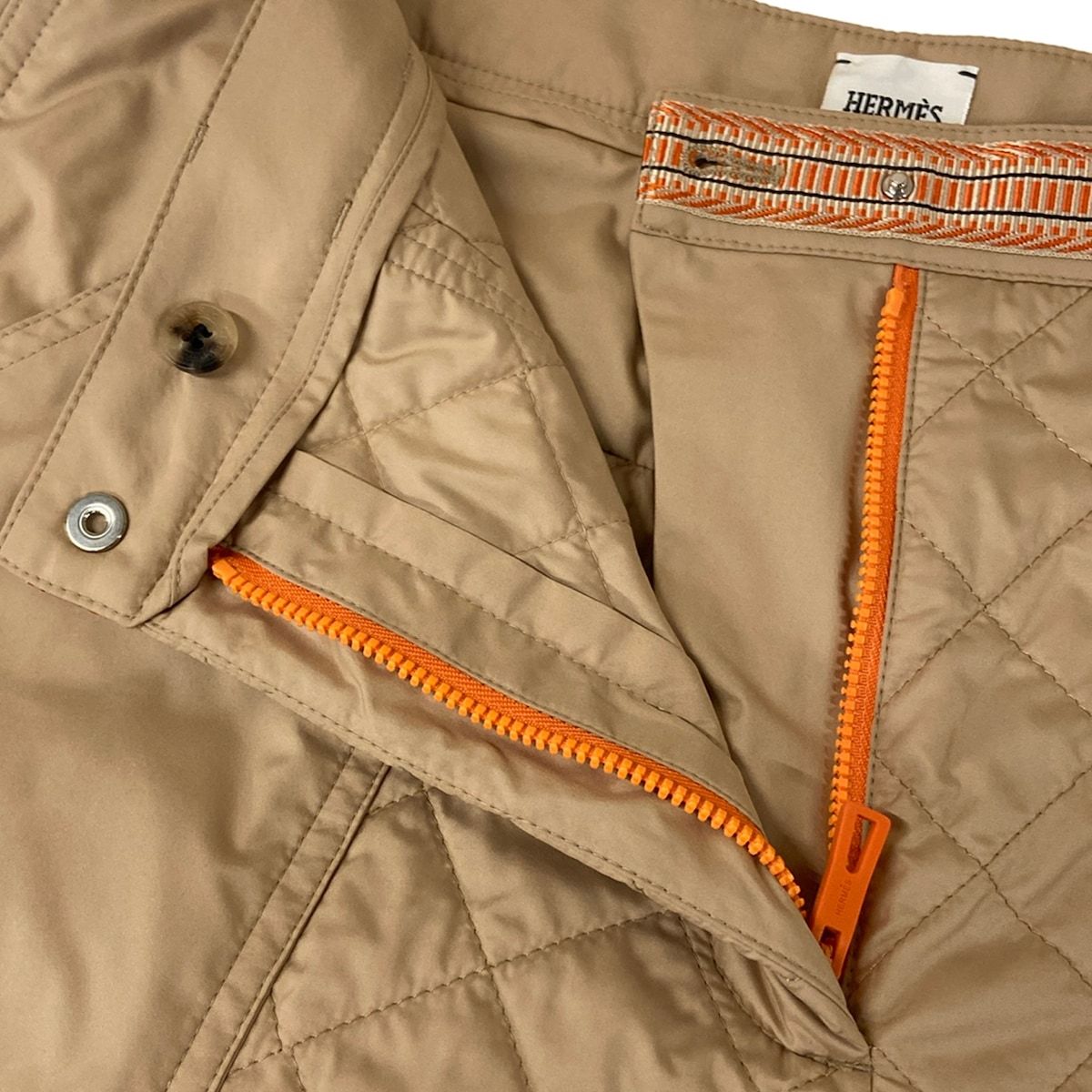 Hermes Pants 42 Beige Orange Full Length Quilted — view 9