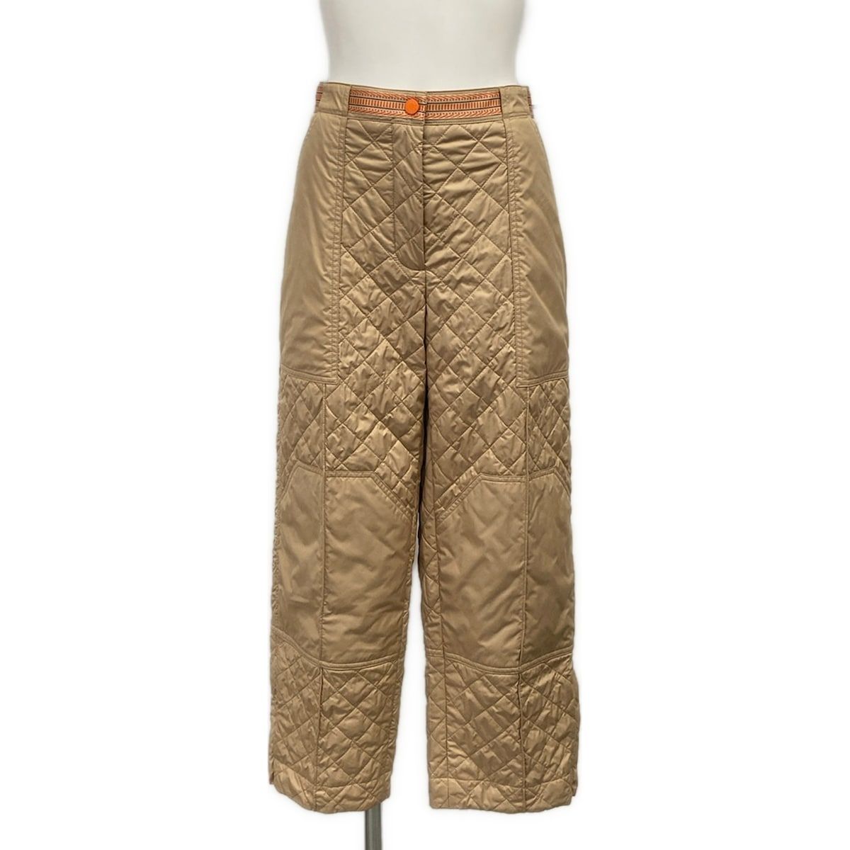 Hermes Pants 42 Beige Orange Full Length Quilted