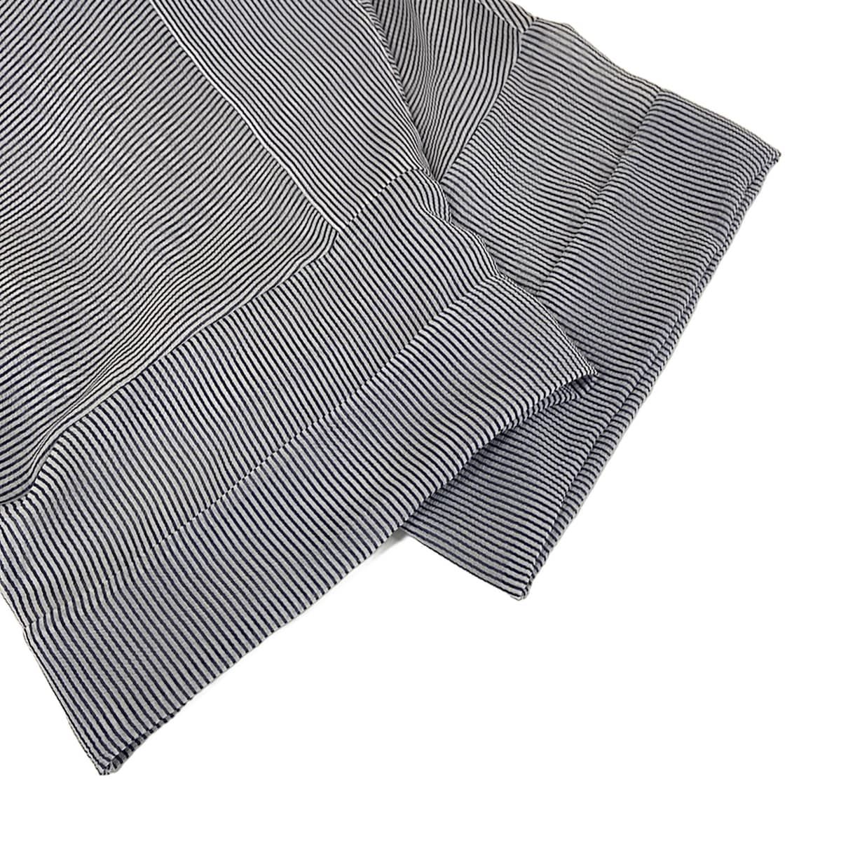 Chanel Short Sleeve Shirt Blouse 38 M Navy White Thistle Striped Ruffle Silk — view 6