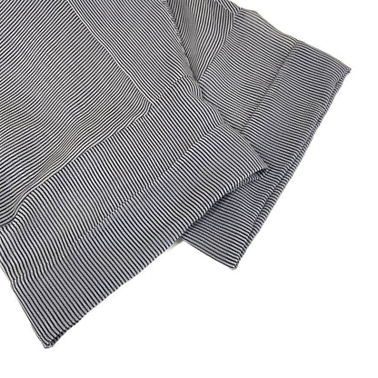 Chanel Short Sleeve Shirt Blouse 38 M Navy White Thistle Striped Ruffle Silk — view 6