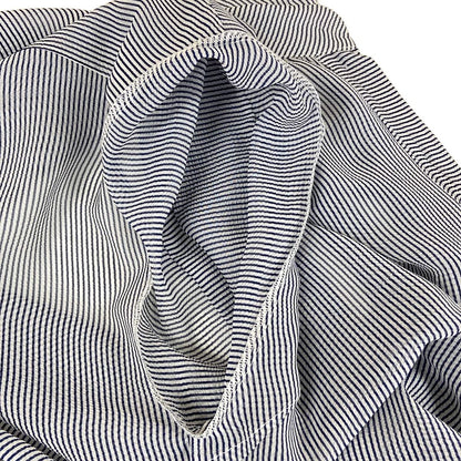 Chanel Short Sleeve Shirt Blouse 38 M Navy White Thistle Striped Ruffle Silk — view 9