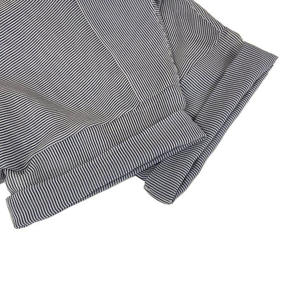 Chanel Short Sleeve Shirt Blouse 38 M Navy White Thistle Striped Ruffle Silk — view 7