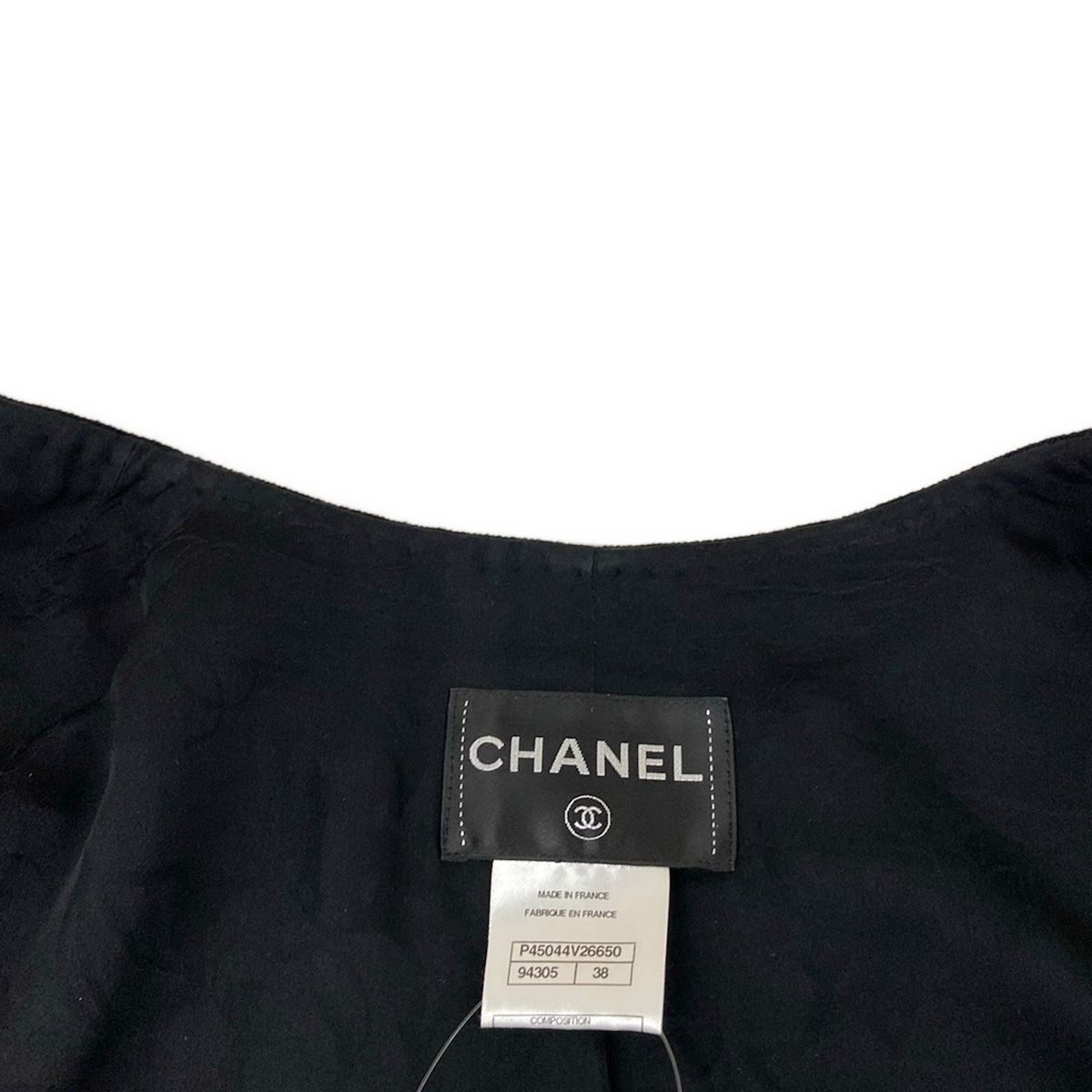 Chanel Jacket 38 Black 3/4 Sleeve Sequin Zip Up Spring Autumn Silk — view 7