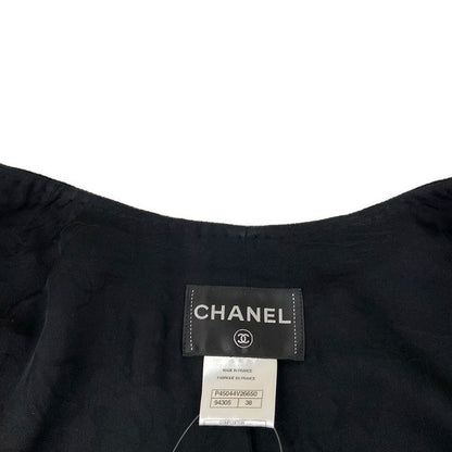 Chanel Jacket 38 Black 3/4 Sleeve Sequin Zip Up Spring Autumn Silk — view 7