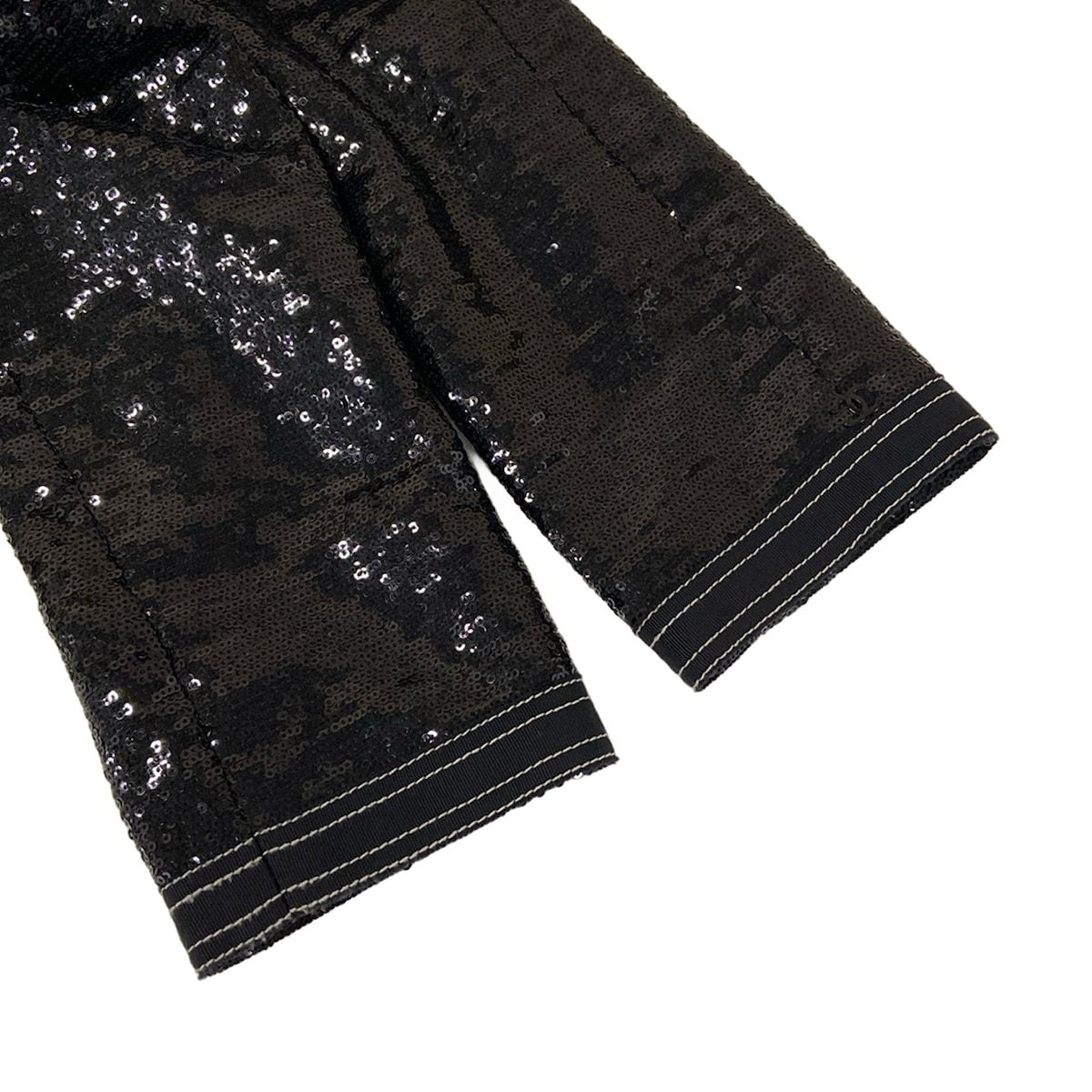 Chanel Jacket 38 Black 3/4 Sleeve Sequin Zip Up Spring Autumn Silk — view 5