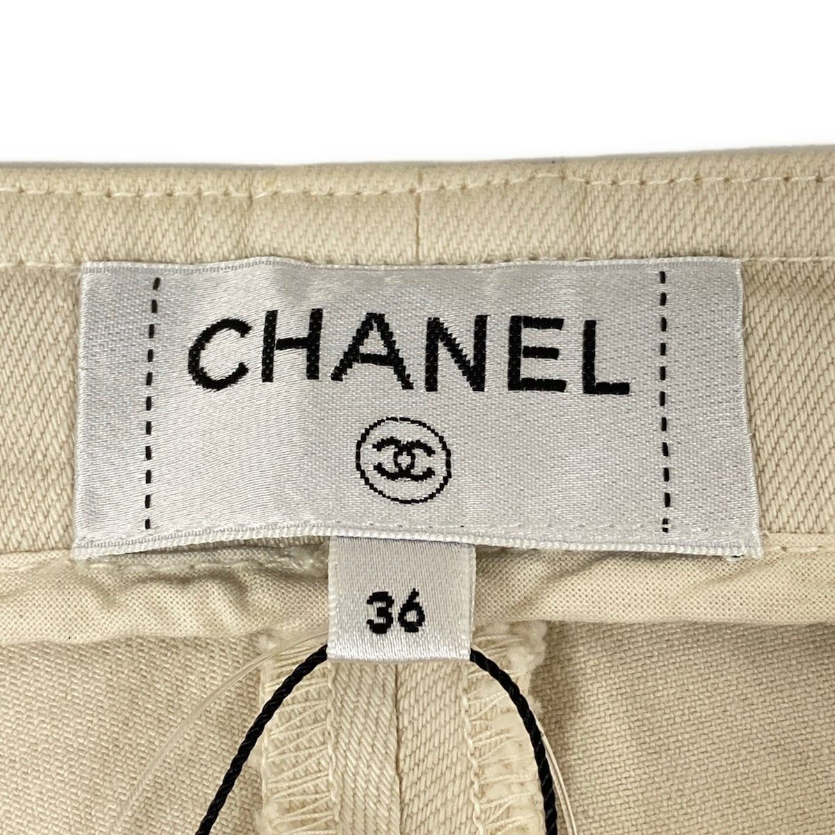 Chanel Pants 36 Ivory Full Length CC Logo Cotton — view 3