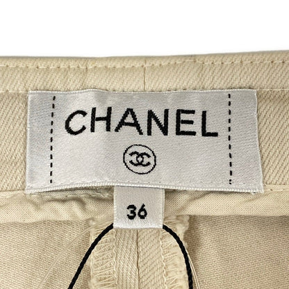 Chanel Pants 36 Ivory Full Length CC Logo Cotton — view 3