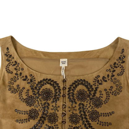 Hermes Dress 38 M Light Brown Sleeveless Knee Length Studs Martin Margiela — view 7
