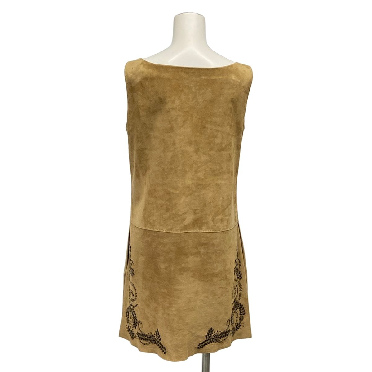 Hermes Dress 38 M Light Brown Sleeveless Knee Length Studs Martin Margiela — view 2