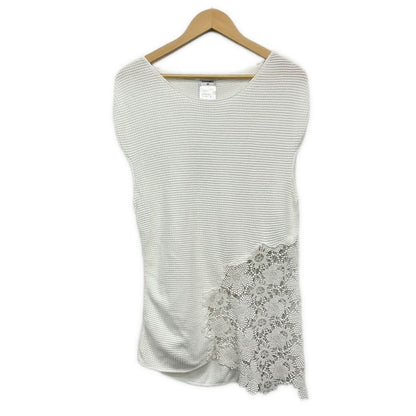 Chanel Sleeveless Top 40 M White Lace Cut Replacement Waffle