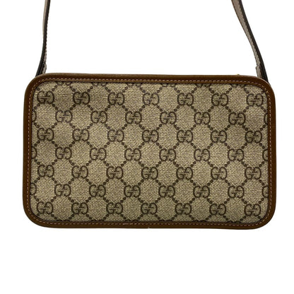 Gucci Shoulder Bag GG Supreme Beige Dark Brown Leather — view 3