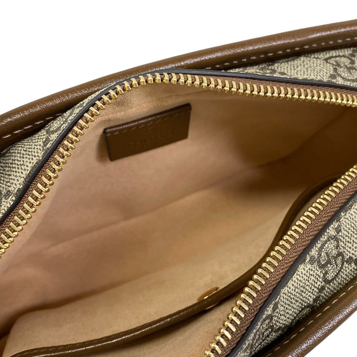 Gucci Shoulder Bag GG Supreme Beige Dark Brown Leather — view 7