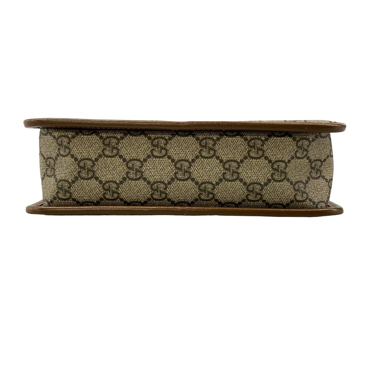 Gucci Shoulder Bag GG Supreme Beige Dark Brown Leather — view 5