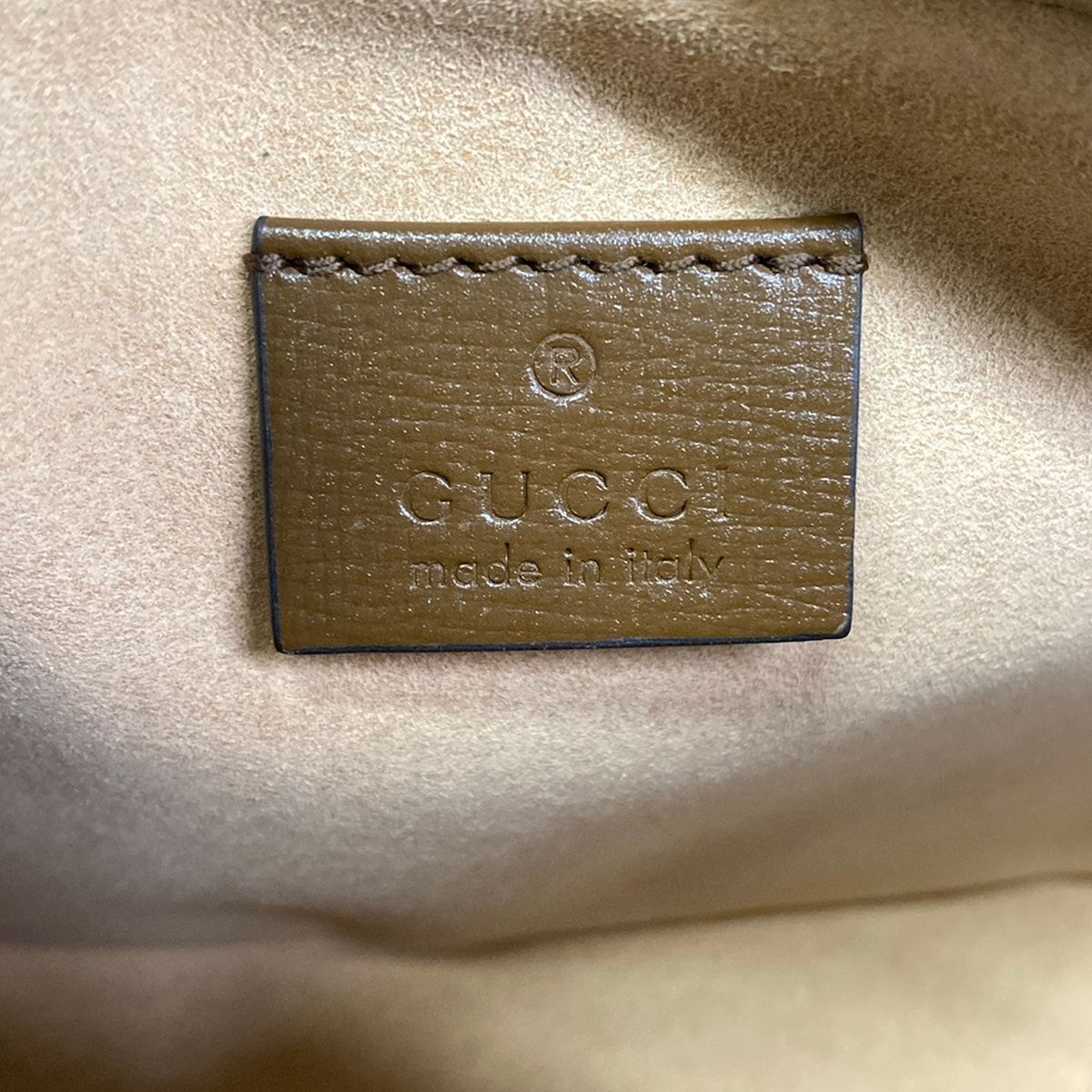 Gucci Shoulder Bag GG Supreme Beige Dark Brown Leather — view 9