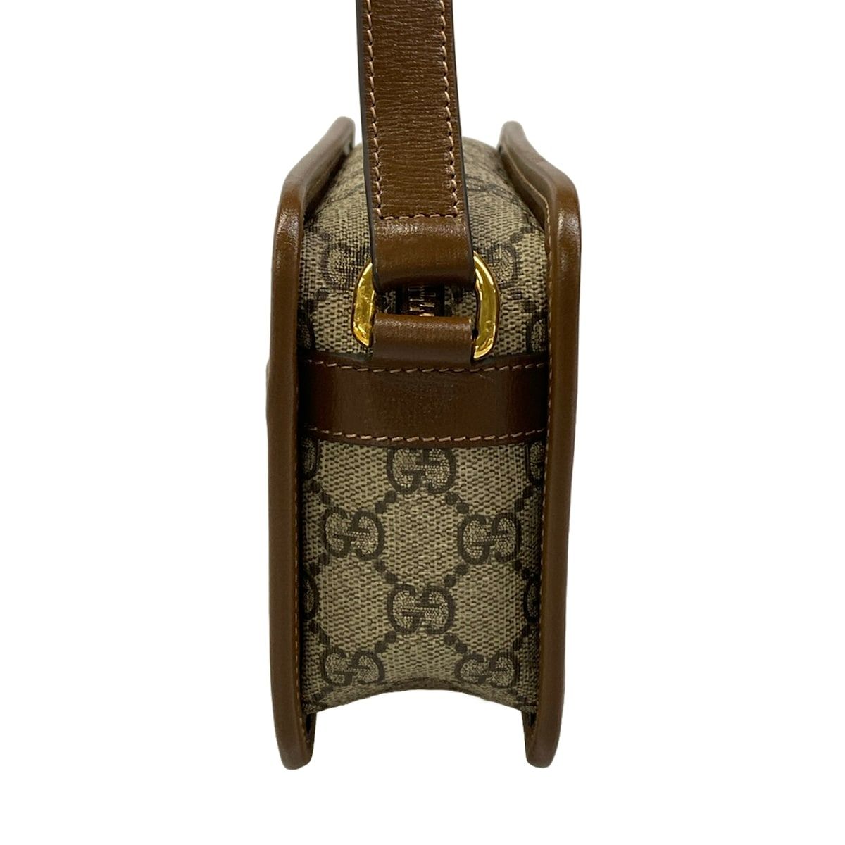 Gucci Shoulder Bag GG Supreme Beige Dark Brown Leather — view 4