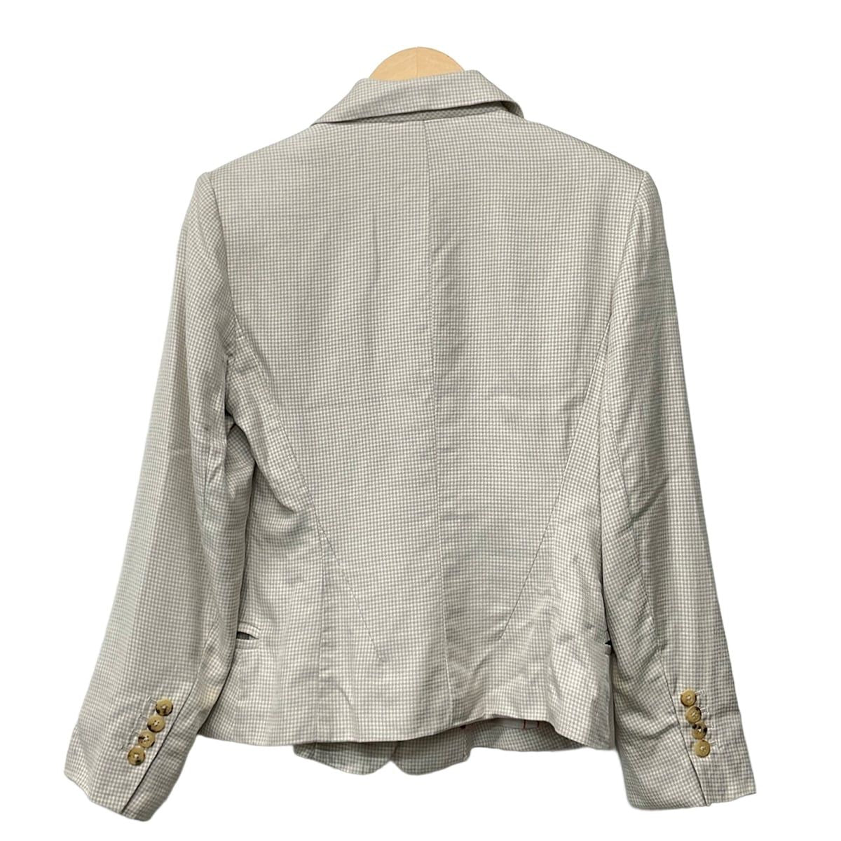 Hermes Jacket 40 M Ivory Light Blue Houndstooth — view 2