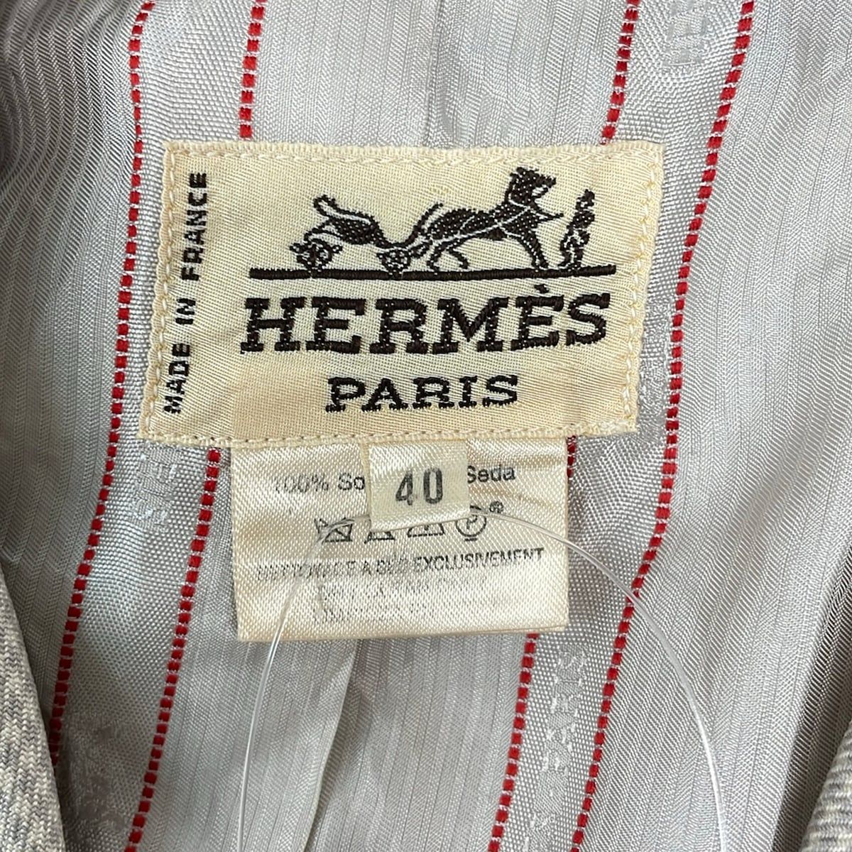 Hermes Jacket 40 M Ivory Light Blue Houndstooth — view 3