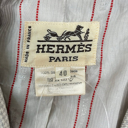 Hermes Jacket 40 M Ivory Light Blue Houndstooth — view 3