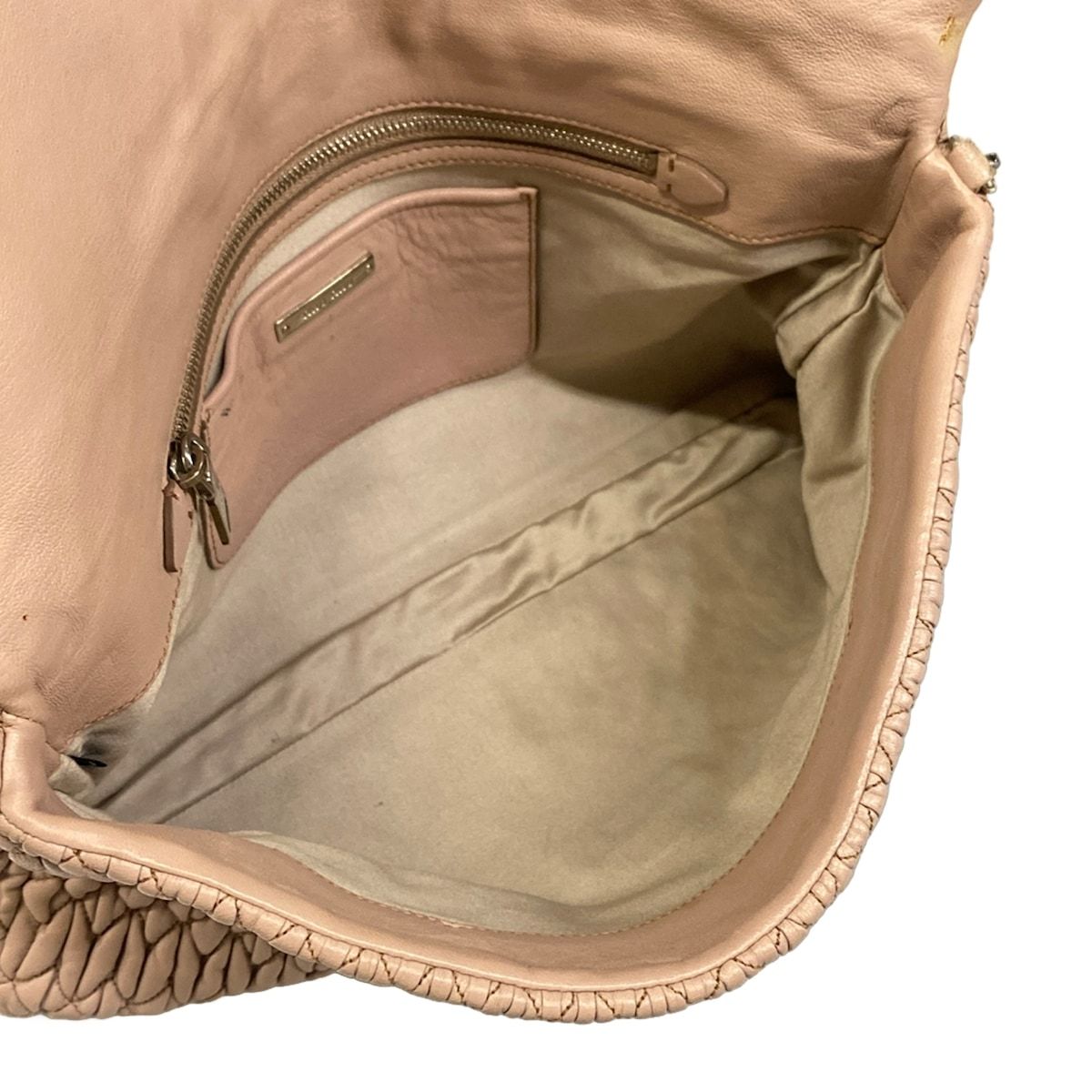 Miu Miu Shoulder Bag Miu Crystal Pink Beige Leather — view 7