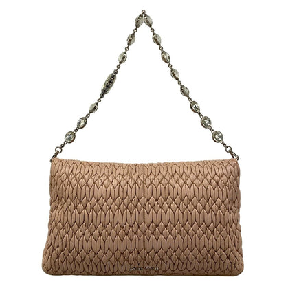 Miu Miu Shoulder Bag Miu Crystal Pink Beige Leather — view 3