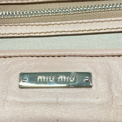 Miu Miu Shoulder Bag Miu Crystal Pink Beige Leather — view 8