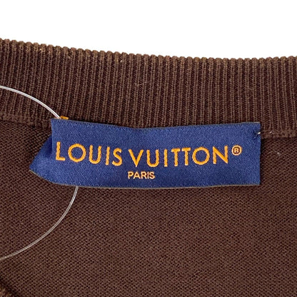 Louis Vuitton Short Sleeve Sweater S Aur Dark Brown Beige Crew Neck Cotton — view 3
