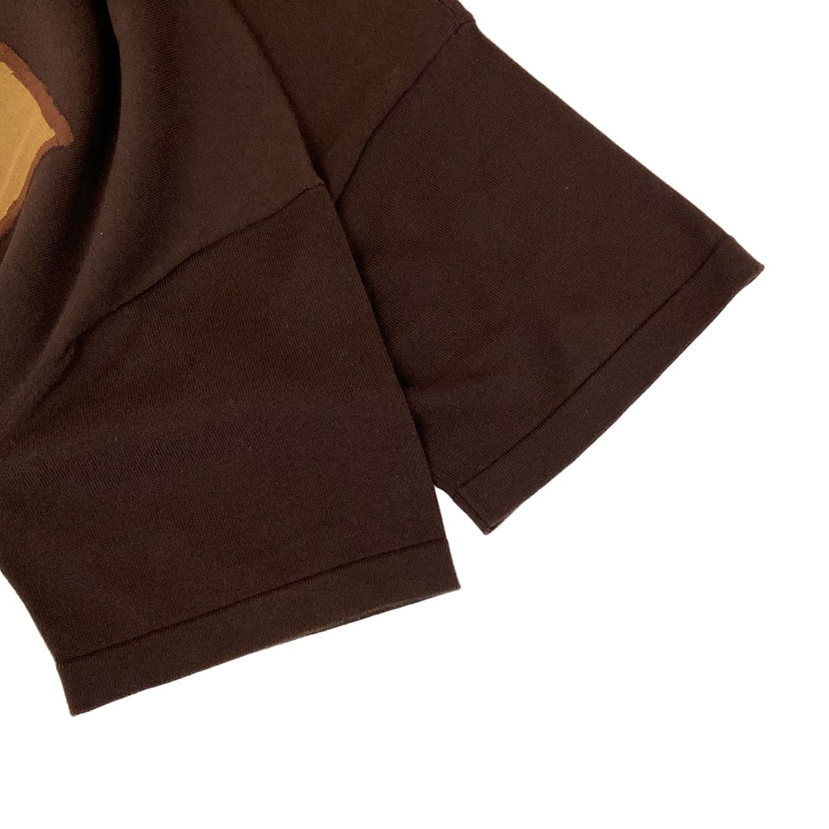 Louis Vuitton Short Sleeve Sweater S Aur Dark Brown Beige Crew Neck Cotton — view 6