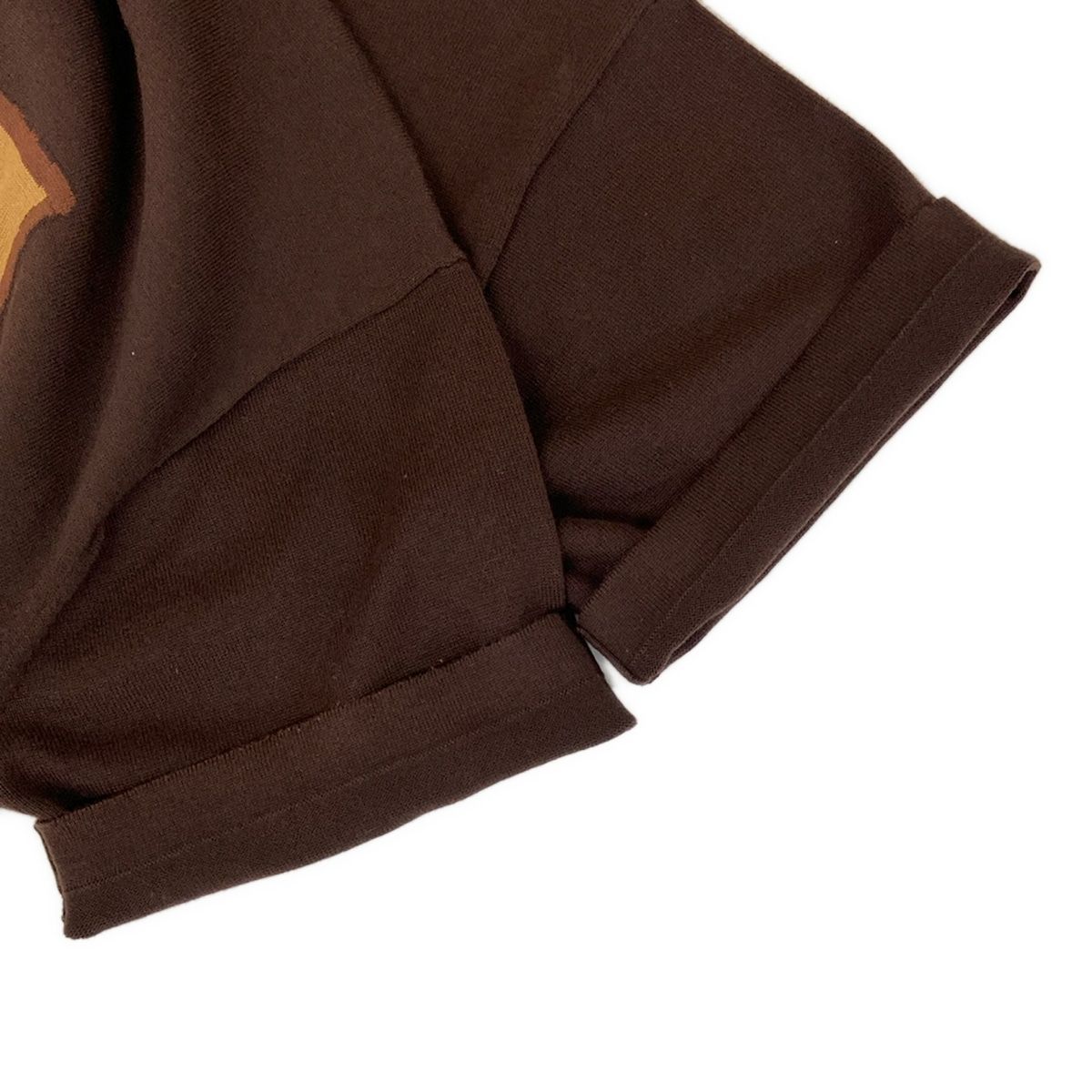 Louis Vuitton Short Sleeve Sweater S Aur Dark Brown Beige Crew Neck Cotton — view 7