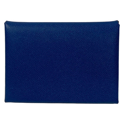 Hermes Coin Case Calvi Duo Blue Saffiano