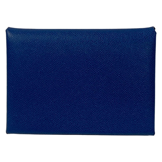 Hermes Coin Case Calvi Duo Blue Saffiano