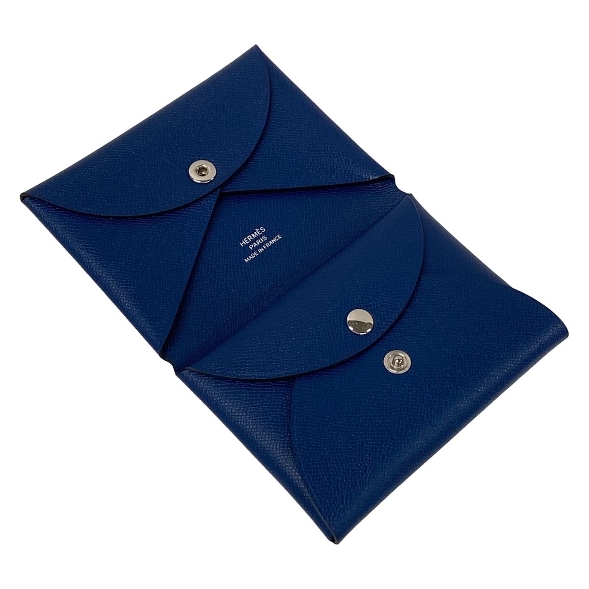 Hermes Coin Case Calvi Duo Blue Saffiano — view 3