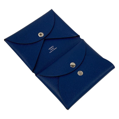 Hermes Coin Case Calvi Duo Blue Saffiano — view 3