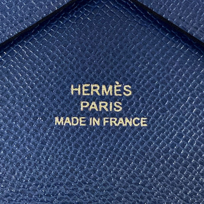 Hermes Coin Case Calvi Duo Blue Saffiano — view 5