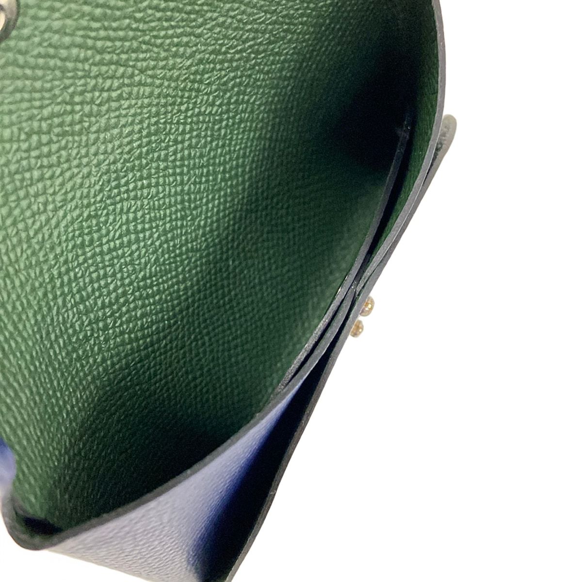 Hermes Coin Case Calvi Duo Verso Blue Saffiano Vert Angre 2023.01 — view 4