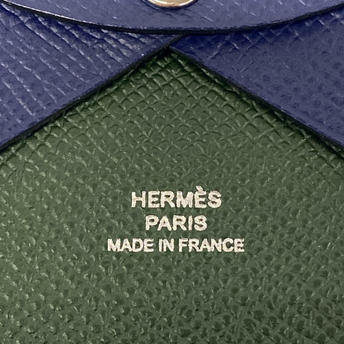 Hermes Coin Case Calvi Duo Verso Blue Saffiano Vert Angre 2023.01 — view 5