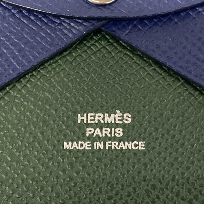 Hermes Coin Case Calvi Duo Verso Blue Saffiano Vert Angre 2023.01 — view 5