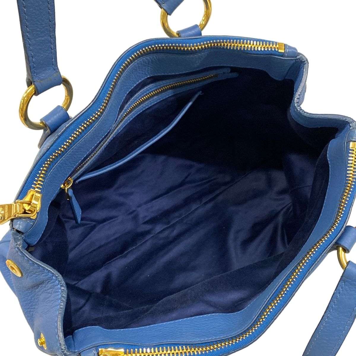 Miu Miu Handbag Blue Gold Leather — view 7