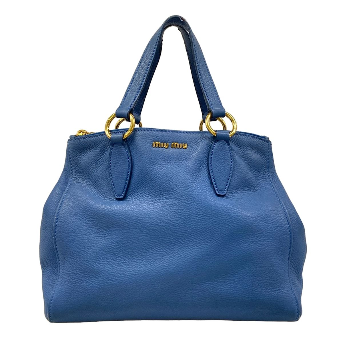 Miu Miu Handbag Blue Gold Leather
