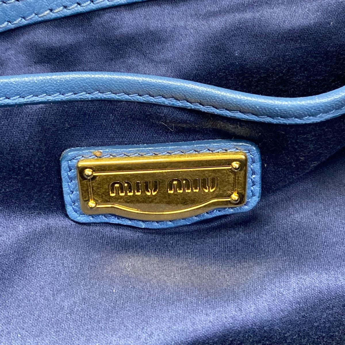 Miu Miu Handbag Blue Gold Leather — view 9