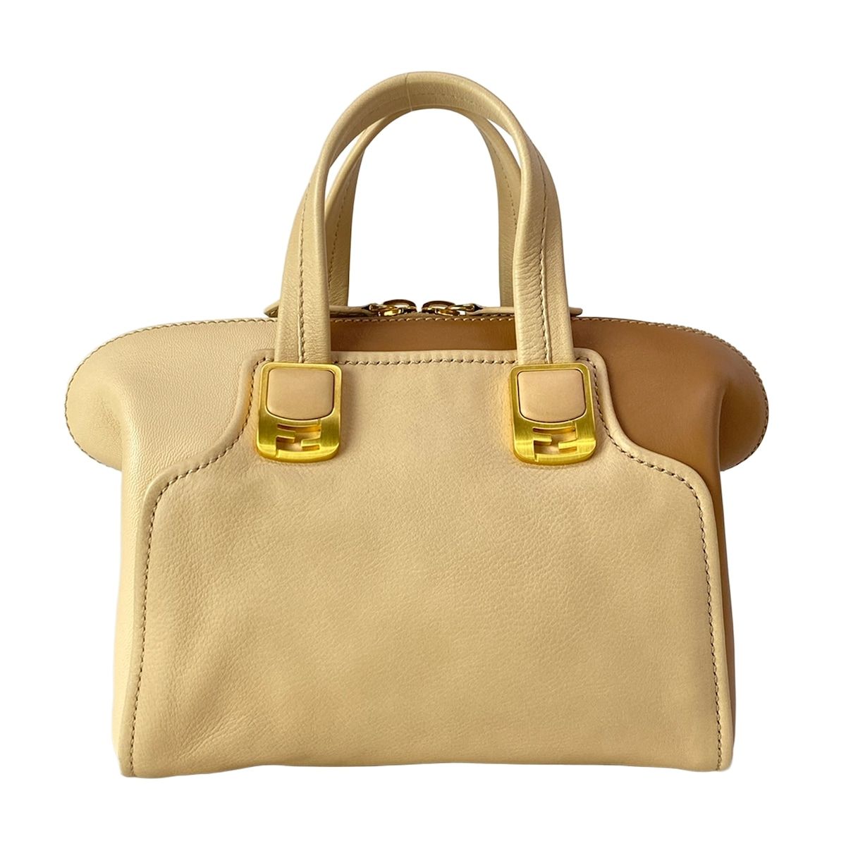 Fendi Handbag Chameleon Mini Beige Light Brown Leather
