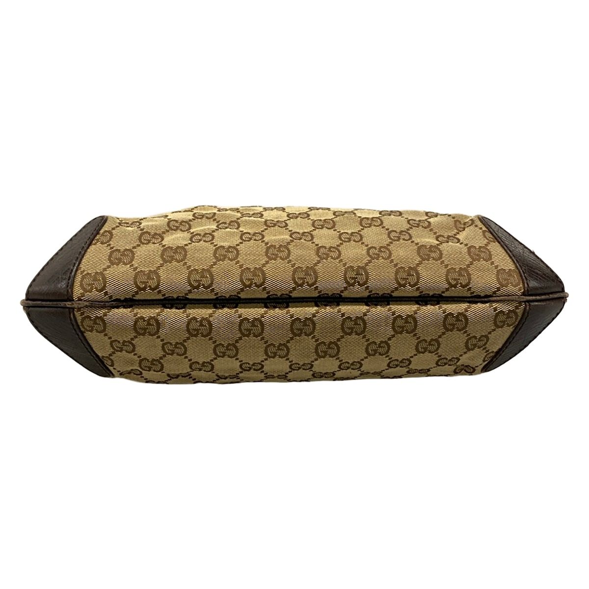 Gucci Shoulder Bag Horsebit GG Pattern Dark Brown Beige Leather — view 5