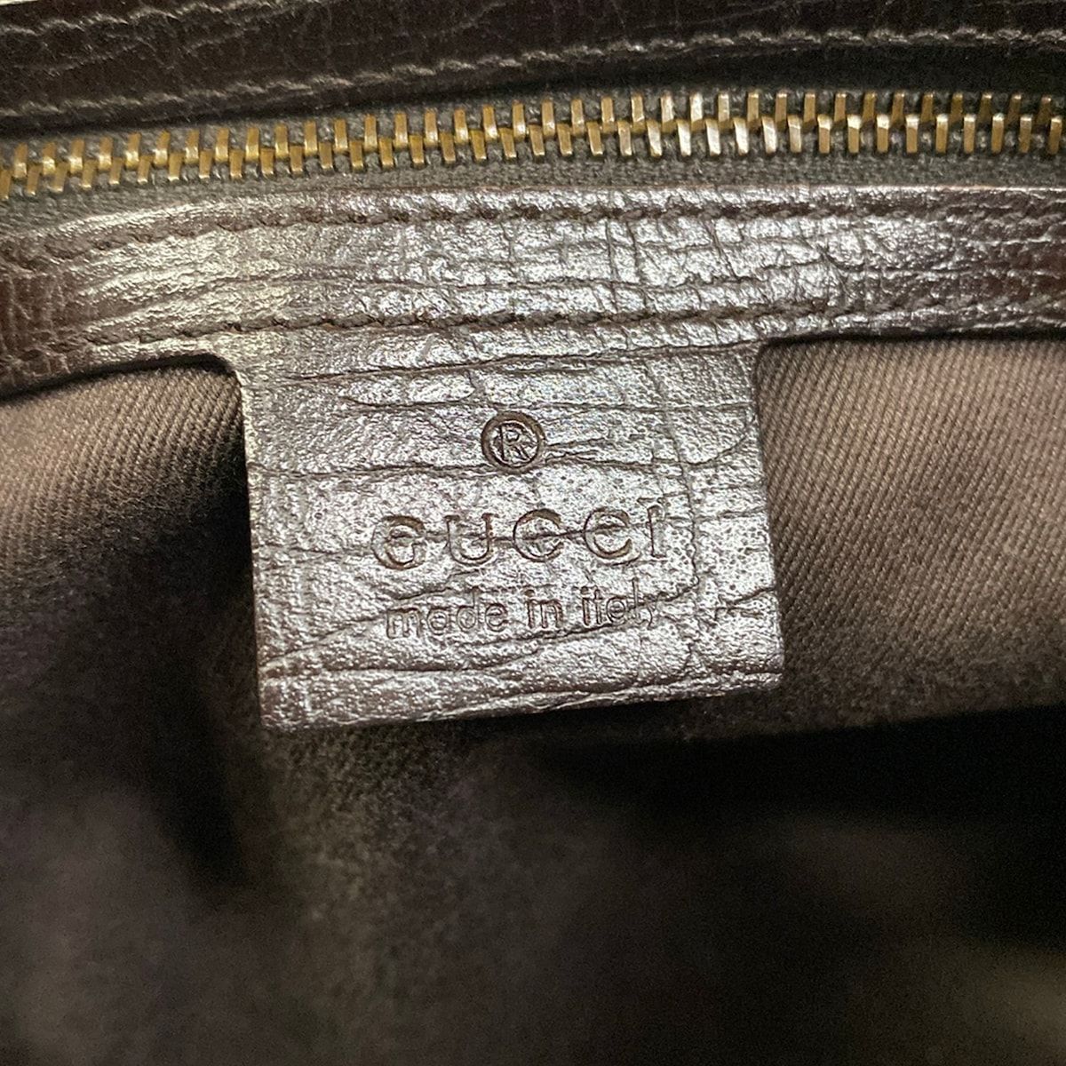 Gucci Shoulder Bag Horsebit GG Pattern Dark Brown Beige Leather — view 8