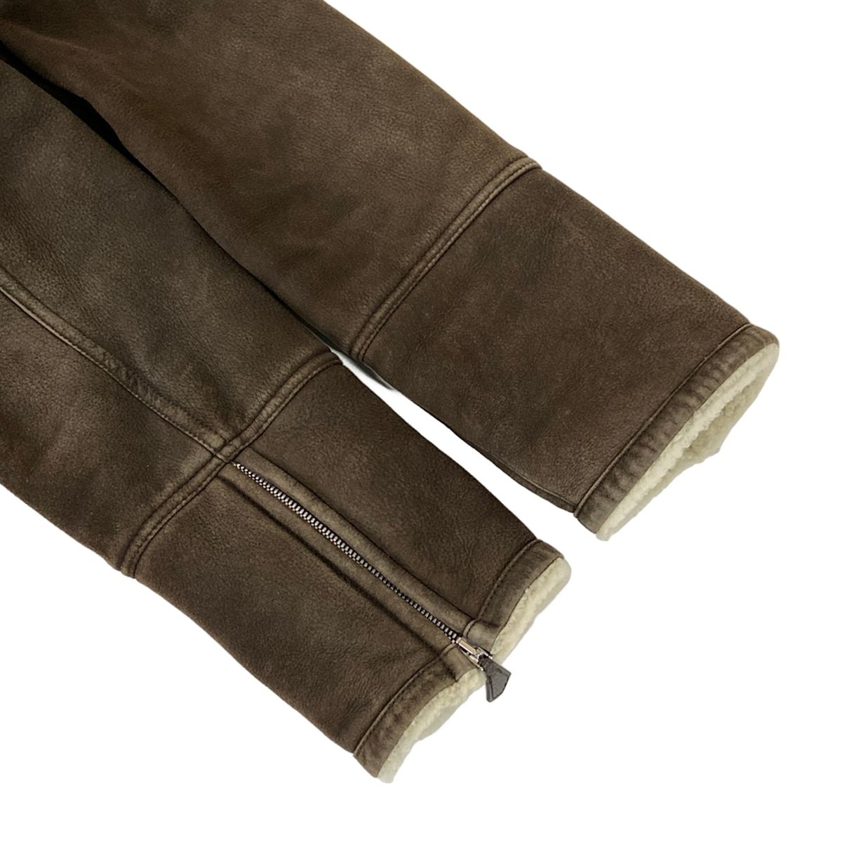 Hermes Jacket 50 XL Dark Brown Ivory Long Sleeve Shearling Zip Up Winter — view 6